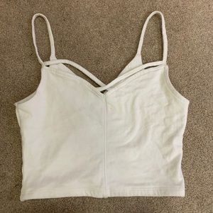 white Garage crop top
